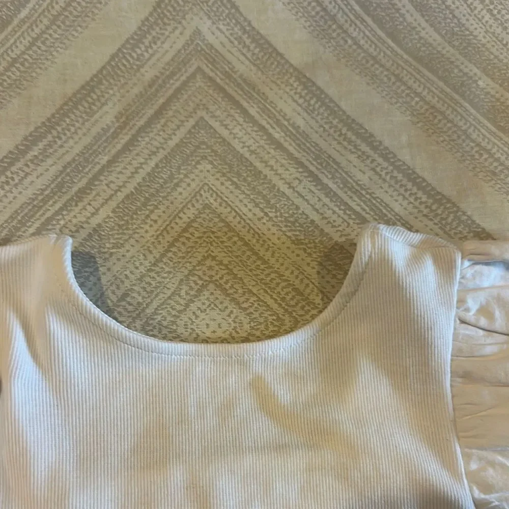 Zara Girls White Ruffle Sleeve Top - Size 8
